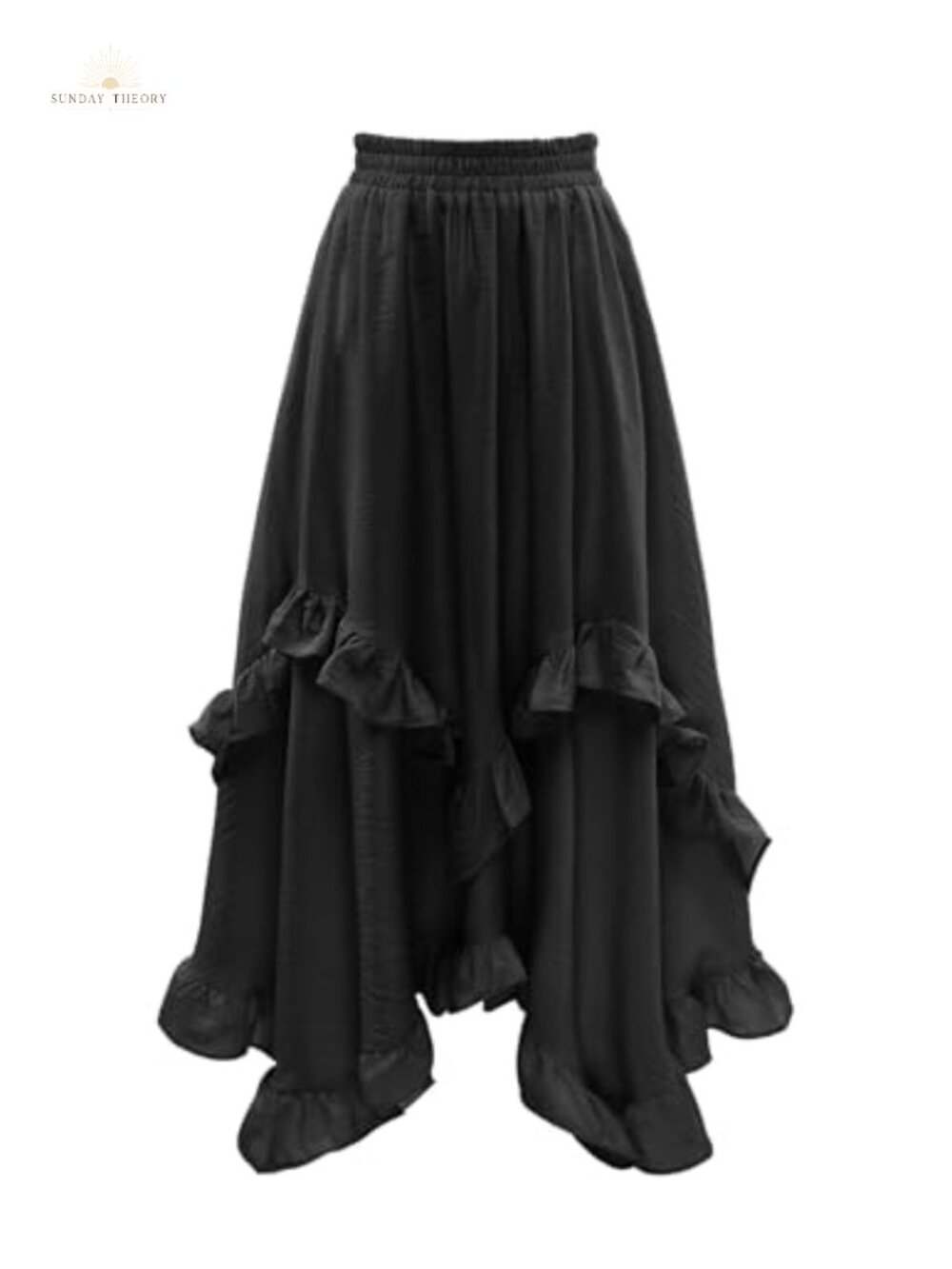 Tiered Ruffle Renaissance Skirt Asymmetric A-Line High Rise Costume